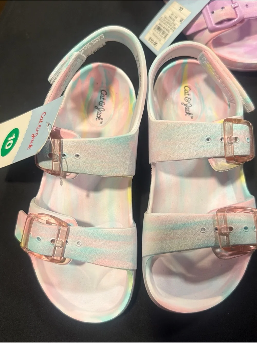 Cat & Jack Toddler Girls EVA Ade Sandals Size 10 NWT Tie Dye Purple and Pink